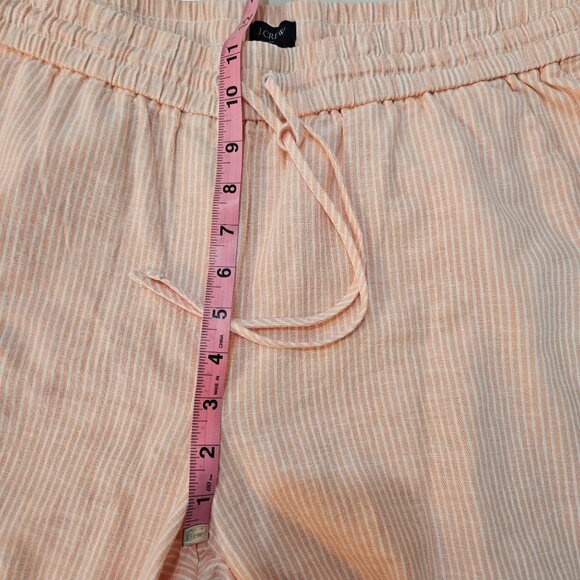 J. Crew Linen Blend Capris Pants Size 14 Striped Pull-On Drawstring Peach - Picture 10 of 10